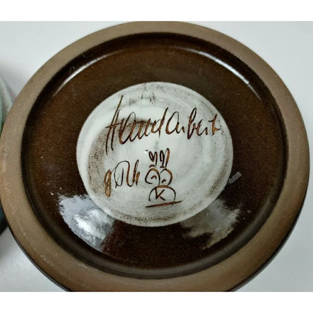 Gebrüder Haas Brothers Potters at Liechtenstein Ashtray Set Flower Heart Pottery